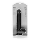 Dildo XXL Gerade mit Hodensack 35,5 cm - Schwarz