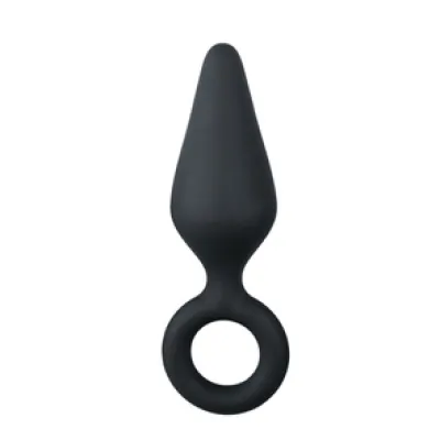 Schwarzer Analplug mit Zugring - mittel Schwarzer Analplug mit Zugring - mittel