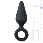 Schwarzer Analplug mit Zugring - mittel