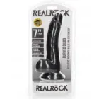 Realistischer gebogener Dildo mit Hodensack Schwarz 18 cm