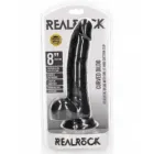 Realistischer gebogener Dildo mit Hodensack, Schwarz, 20,5 cm